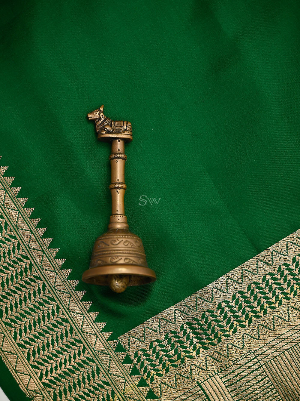 Bottle Green Satin Tanchoi Silk Handloom Banarasi Suit - Sacred Weaves