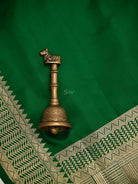 Bottle Green Satin Tanchoi Silk Handloom Banarasi Suit - Sacred Weaves