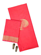 Dark Pink Plain Katan Silk Handloom Banarasi Suit - Sacred Weaves