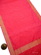 Dark Pink Plain Katan Silk Handloom Banarasi Suit - Sacred Weaves