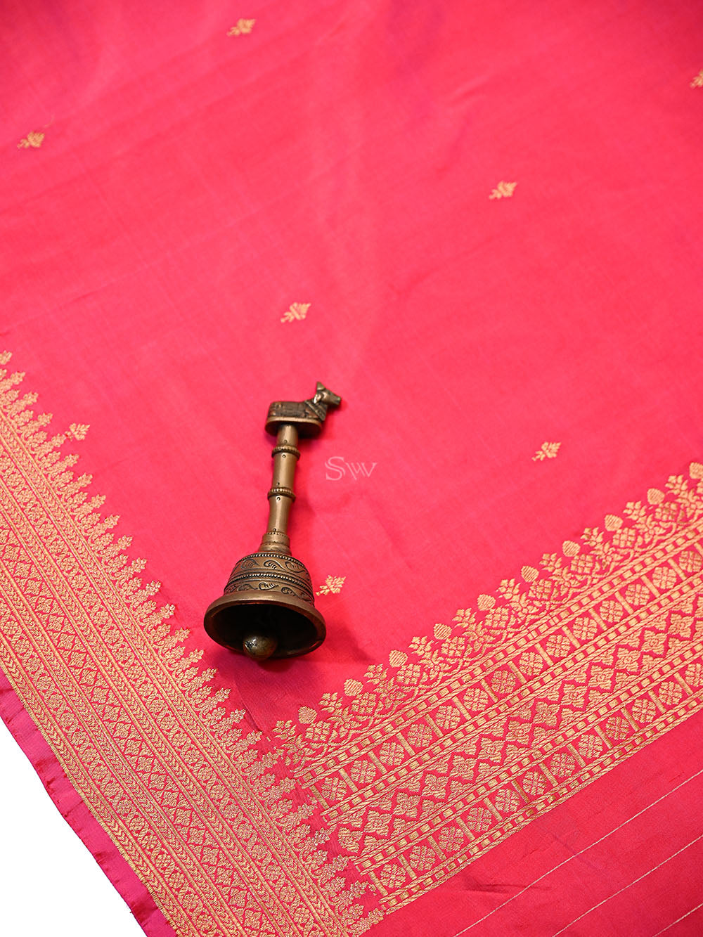 Dark Pink Plain Katan Silk Handloom Banarasi Suit - Sacred Weaves