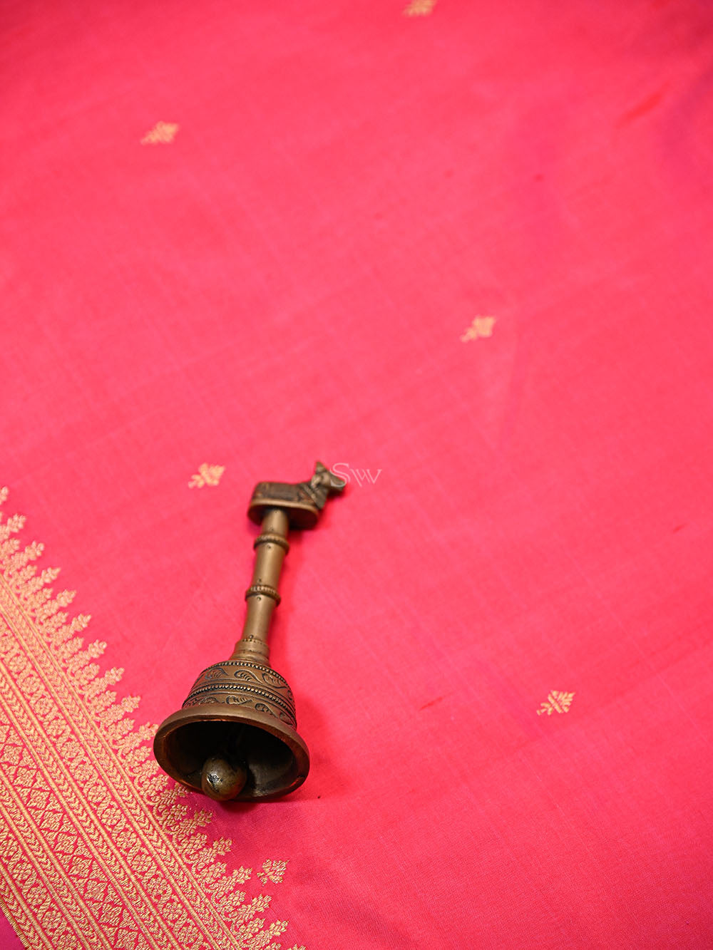 Dark Pink Plain Katan Silk Handloom Banarasi Suit - Sacred Weaves