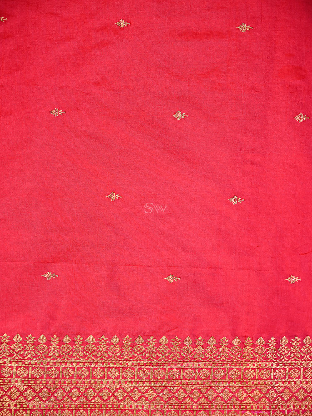 Dark Pink Plain Katan Silk Handloom Banarasi Suit - Sacred Weaves