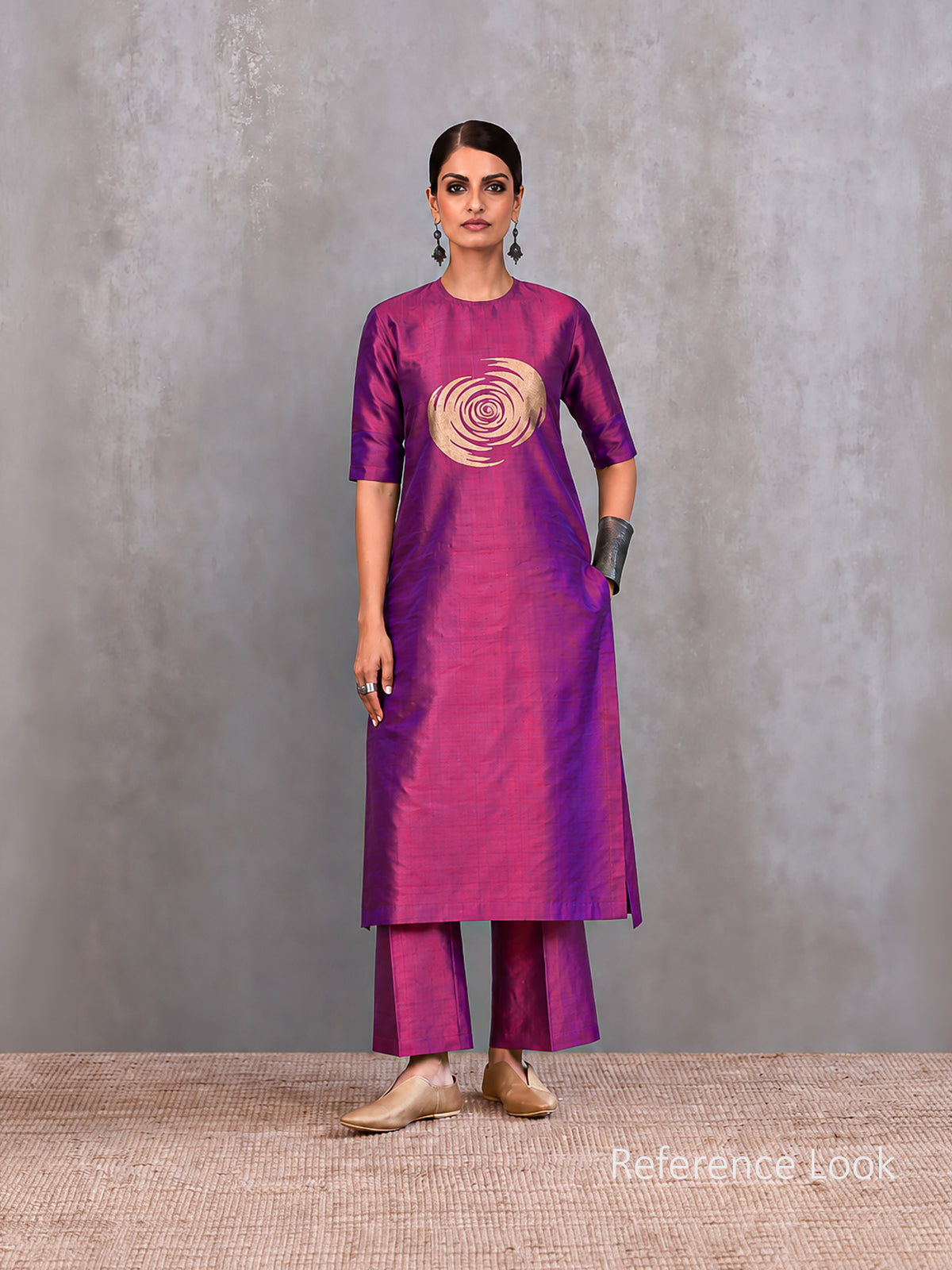 Magenta Plain Katan Silk Handloom Banarasi Suit - Sacred Weaves