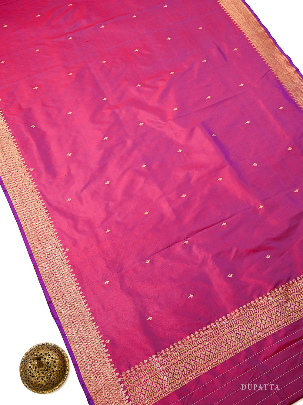 Magenta Plain Katan Silk Handloom Banarasi Suit - Sacred Weaves