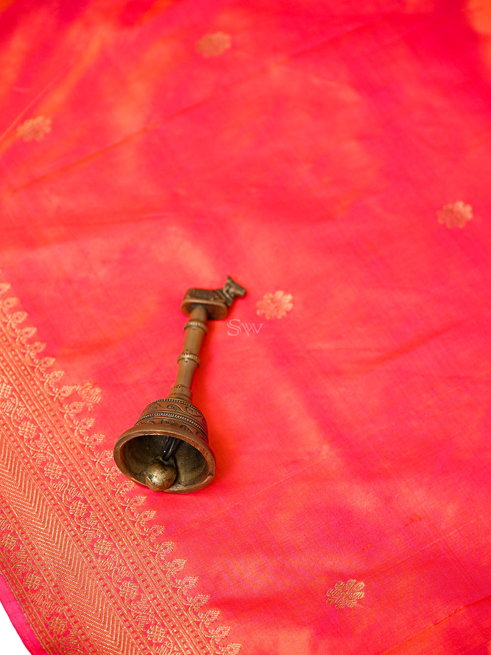 Orange Pink Plain Katan Silk Handloom Banarasi Suit - Sacred Weaves
