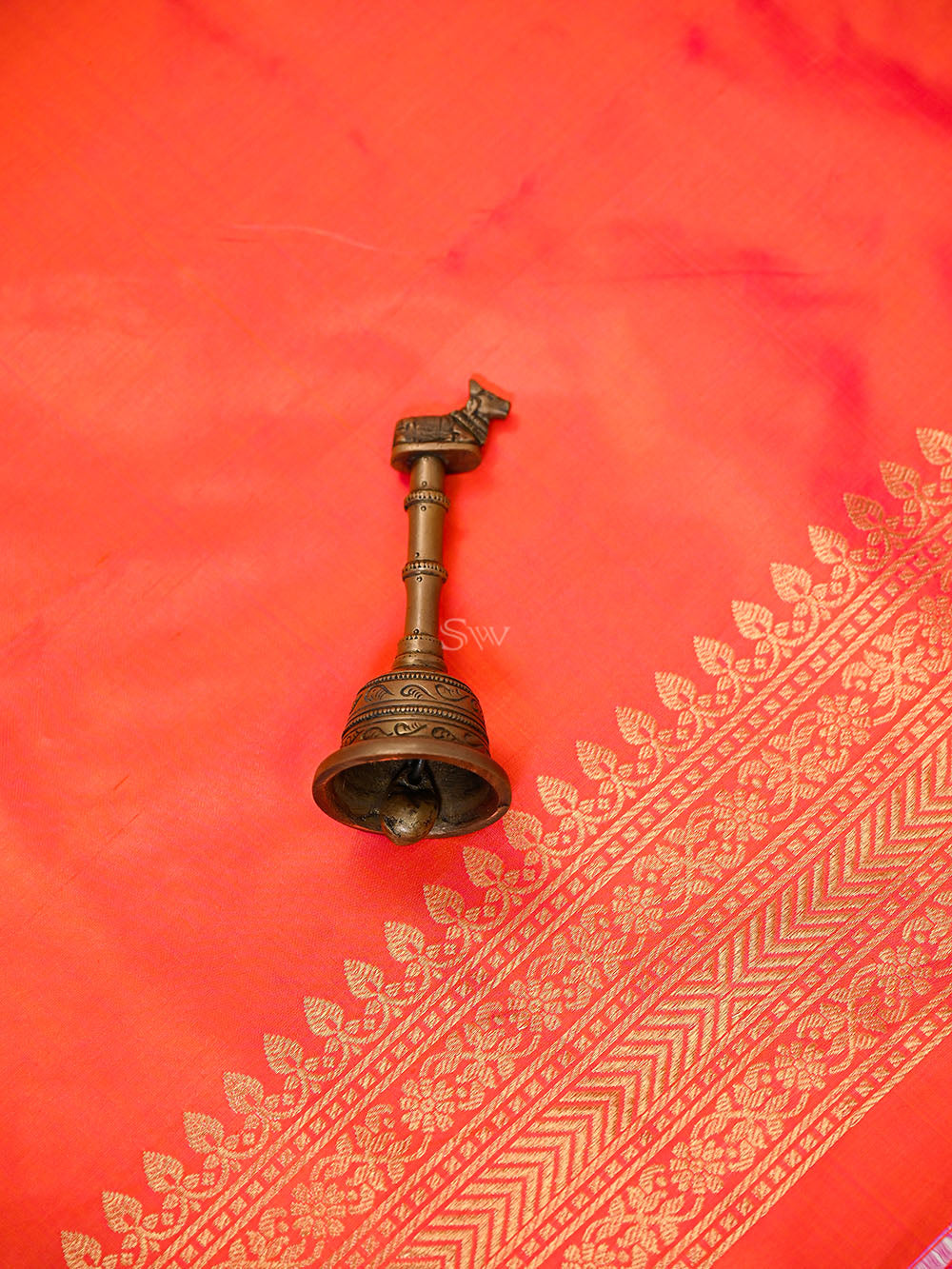 Orange Pink Plain Katan Silk Handloom Banarasi Suit - Sacred Weaves