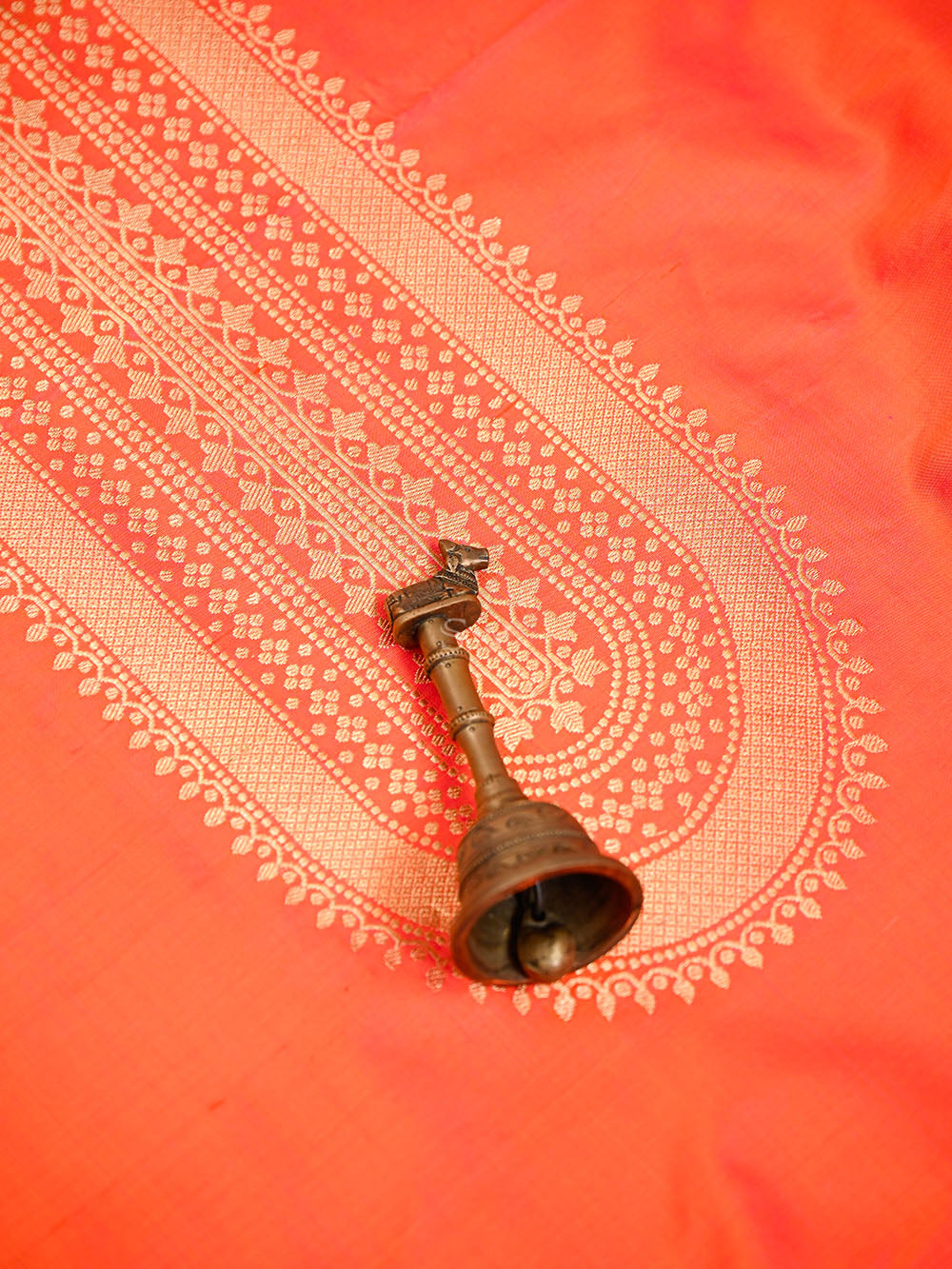 Orange Pink Plain Katan Silk Handloom Banarasi Suit - Sacred Weaves