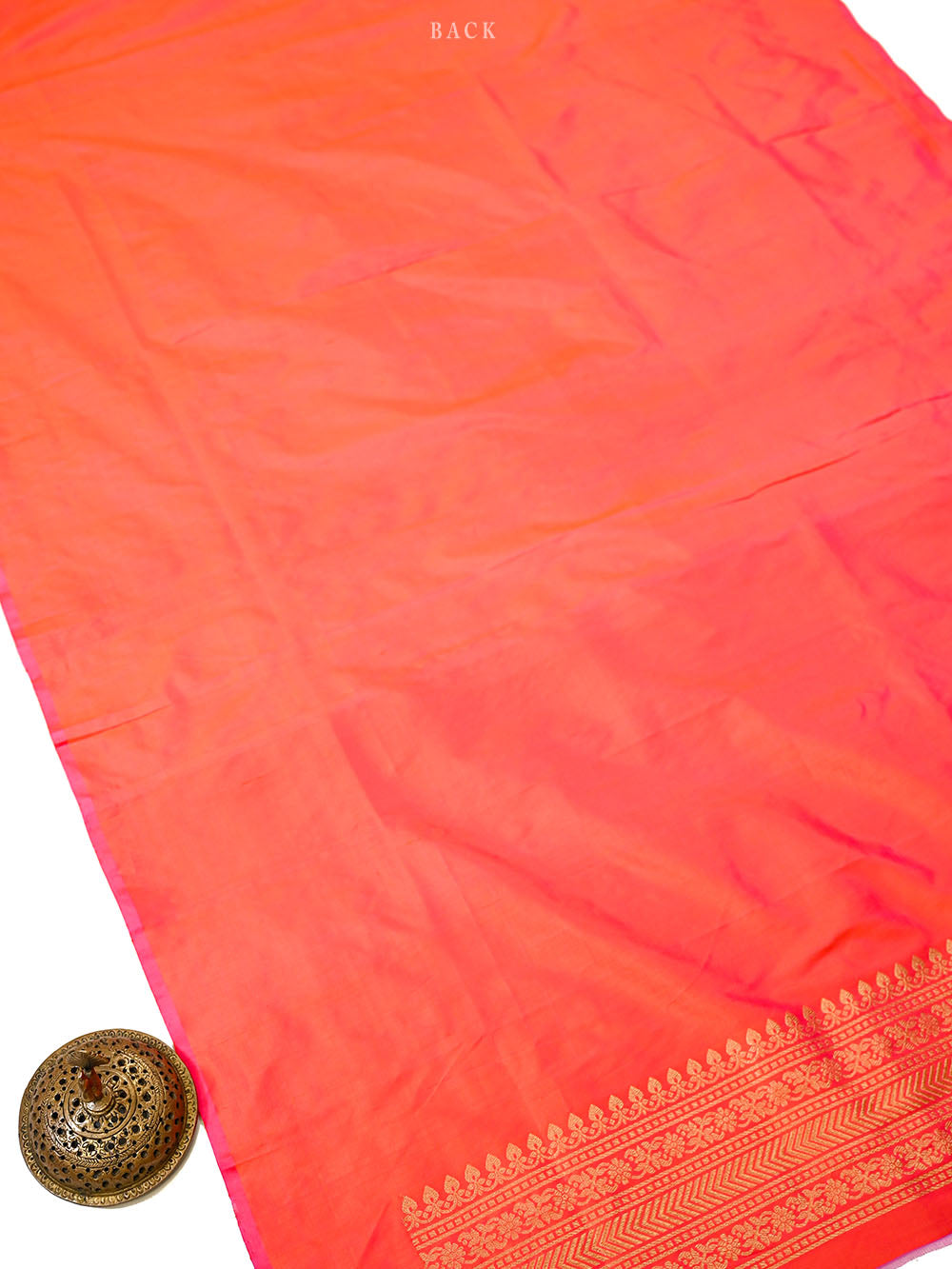 Orange Pink Plain Katan Silk Handloom Banarasi Suit - Sacred Weaves