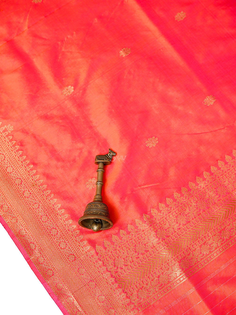 Orange Pink Plain Katan Silk Handloom Banarasi Suit - Sacred Weaves
