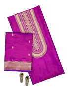 Magenta Plain Katan Silk Handloom Banarasi Suit - Sacred Weaves