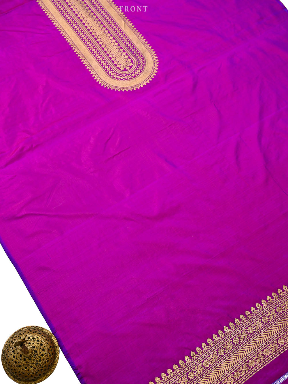 Magenta Plain Katan Silk Handloom Banarasi Suit - Sacred Weaves