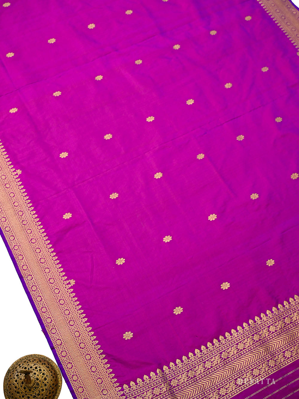 Magenta Plain Katan Silk Handloom Banarasi Suit - Sacred Weaves