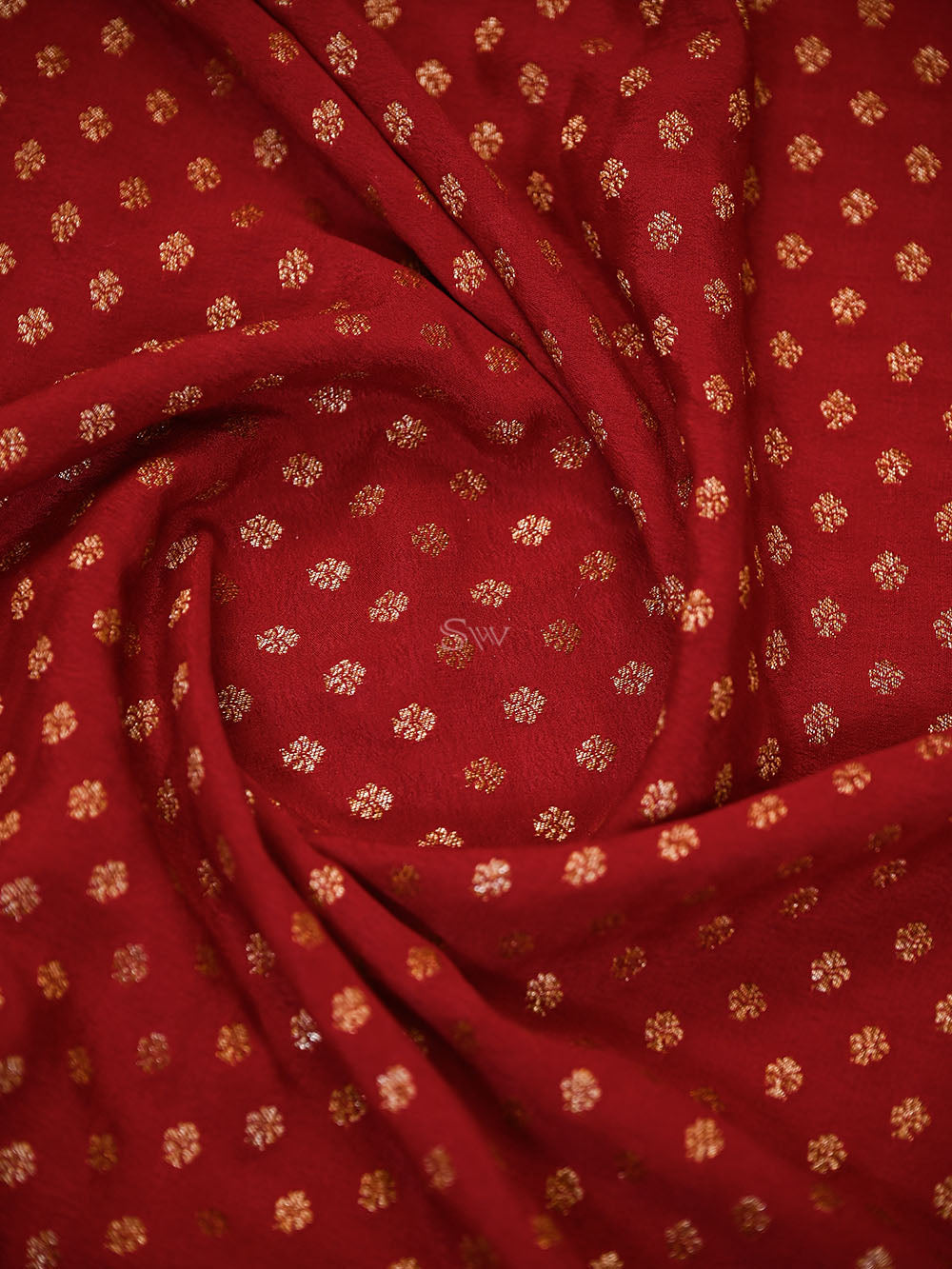Maroon Floral Booti Crepe Silk Handloom Banarasi Saree - Sacred Weaves