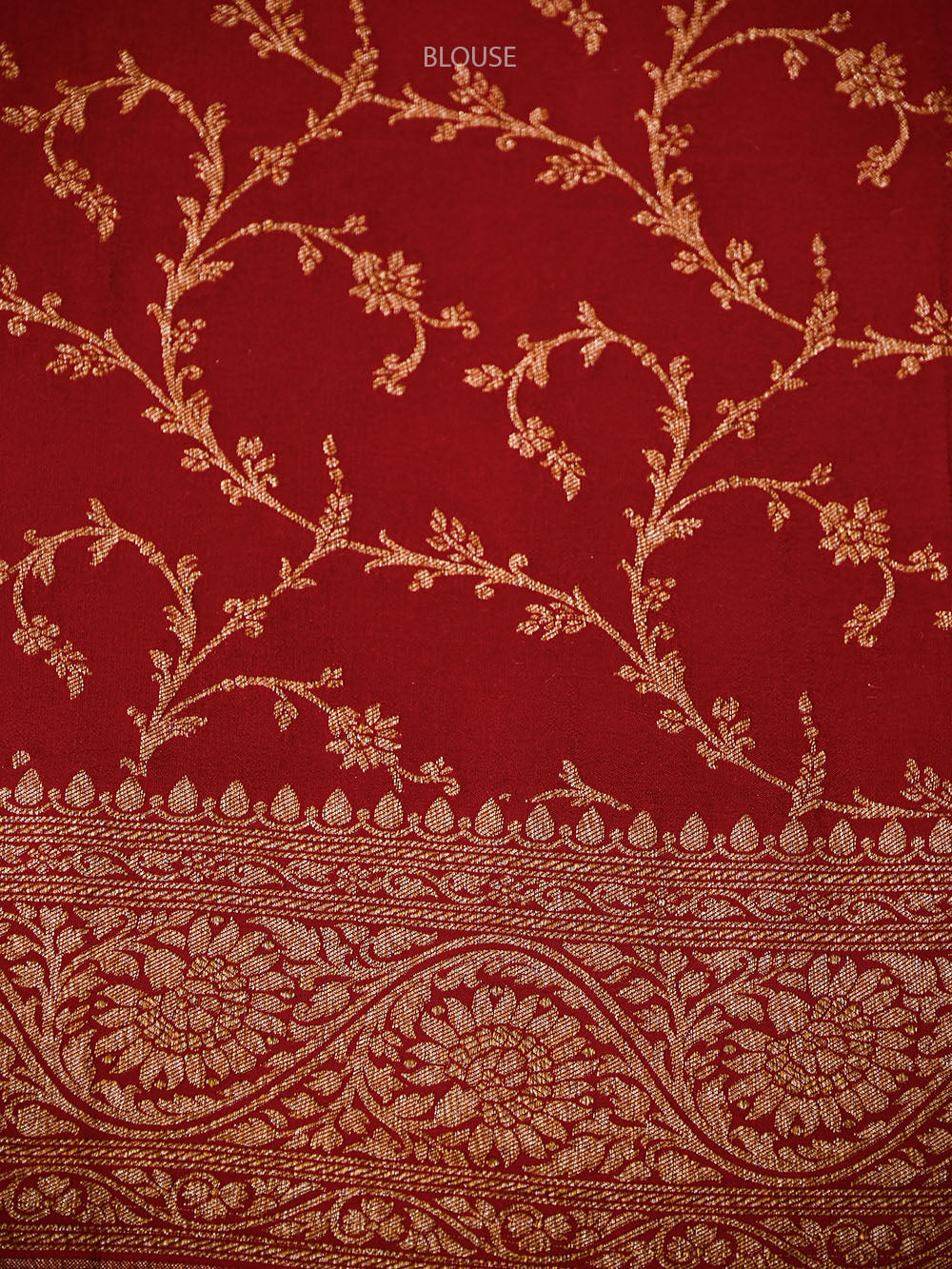 Maroon Floral Booti Crepe Silk Handloom Banarasi Saree - Sacred Weaves