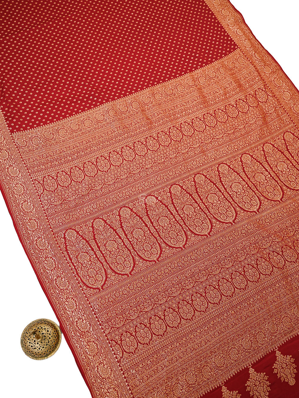 Maroon Floral Booti Crepe Silk Handloom Banarasi Saree - Sacred Weaves