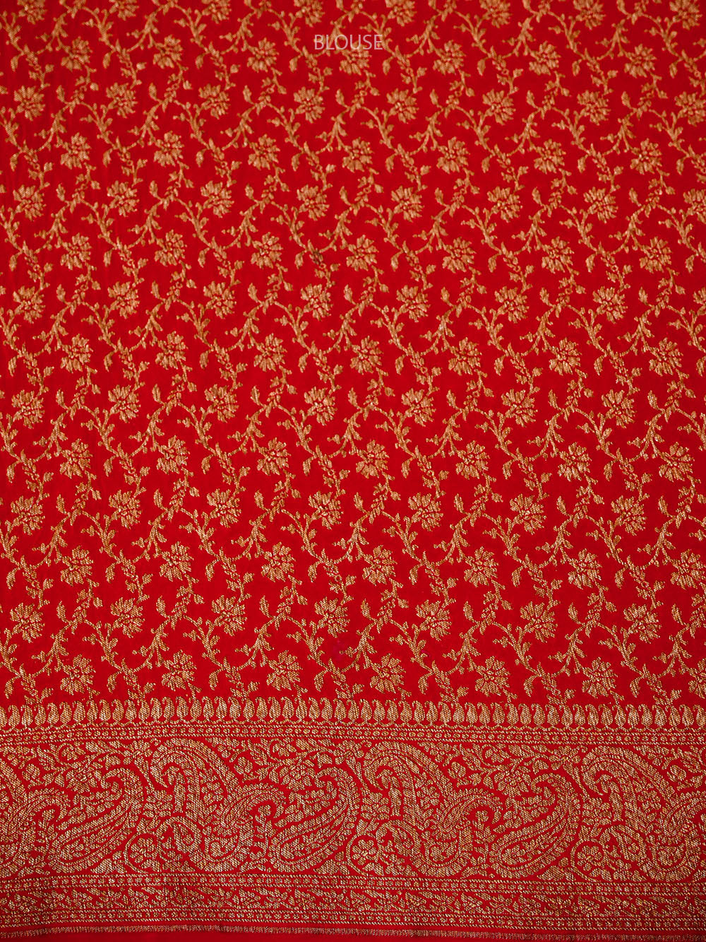 Red Floral Booti Crepe Silk Handloom Banarasi Saree - Sacred Weaves