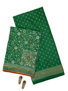 Bottle Green Meenakari Booti Katan Silk Handloom Banarasi Suit - Sacred Weaves