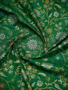 Bottle Green Meenakari Booti Katan Silk Handloom Banarasi Suit - Sacred Weaves