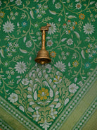 Bottle Green Meenakari Booti Katan Silk Handloom Banarasi Suit - Sacred Weaves
