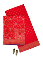 Red Meenakari Booti Katan Silk Handloom Banarasi Suit - Sacred Weaves