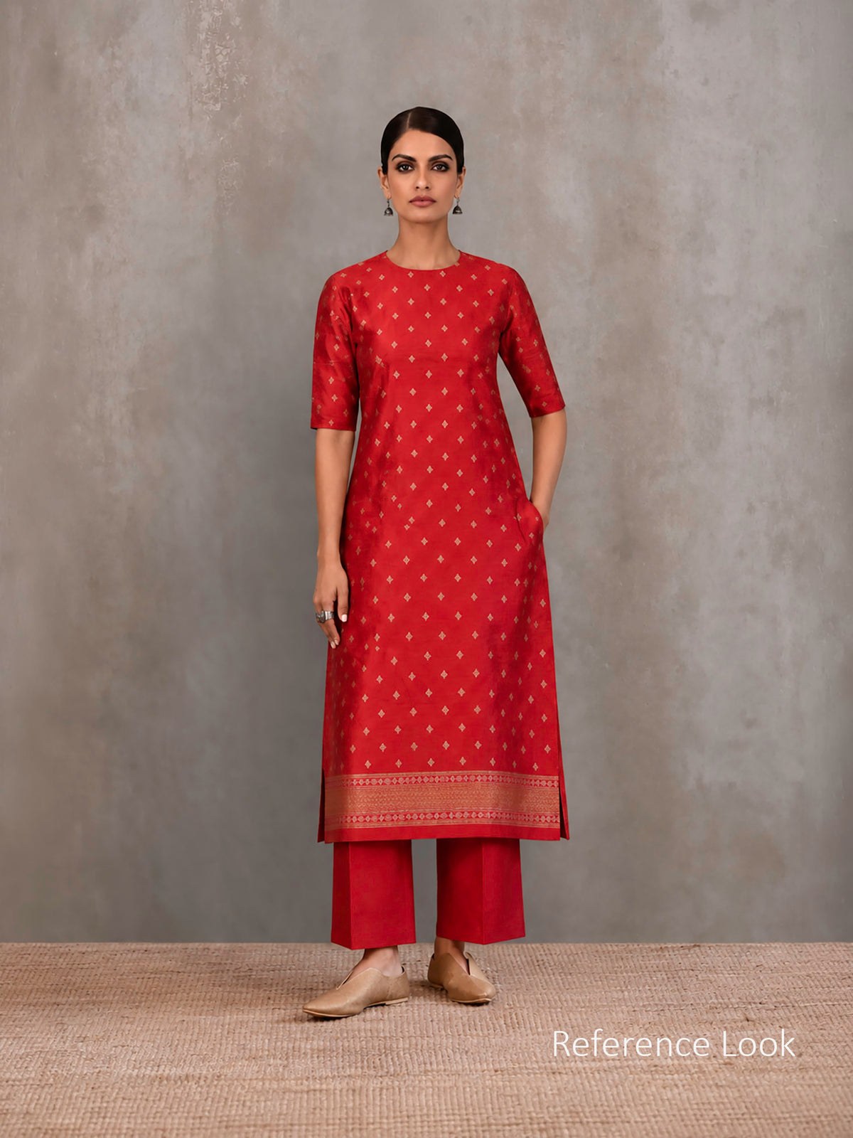 Red Meenakari Booti Katan Silk Handloom Banarasi Suit - Sacred Weaves