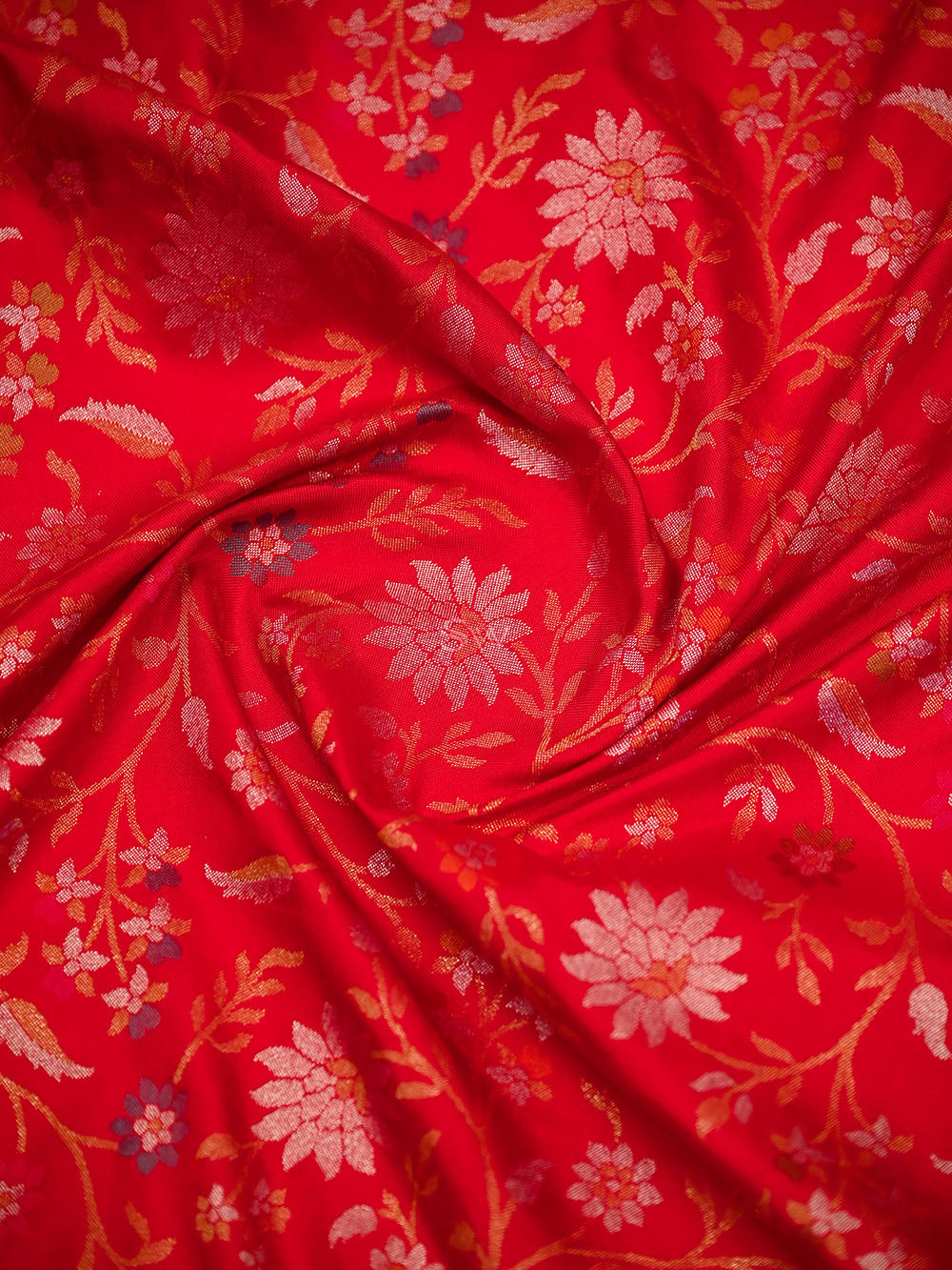 Red Meenakari Booti Katan Silk Handloom Banarasi Suit - Sacred Weaves
