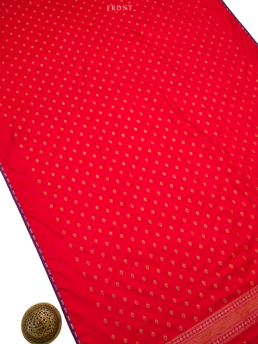 Red Meenakari Booti Katan Silk Handloom Banarasi Suit - Sacred Weaves