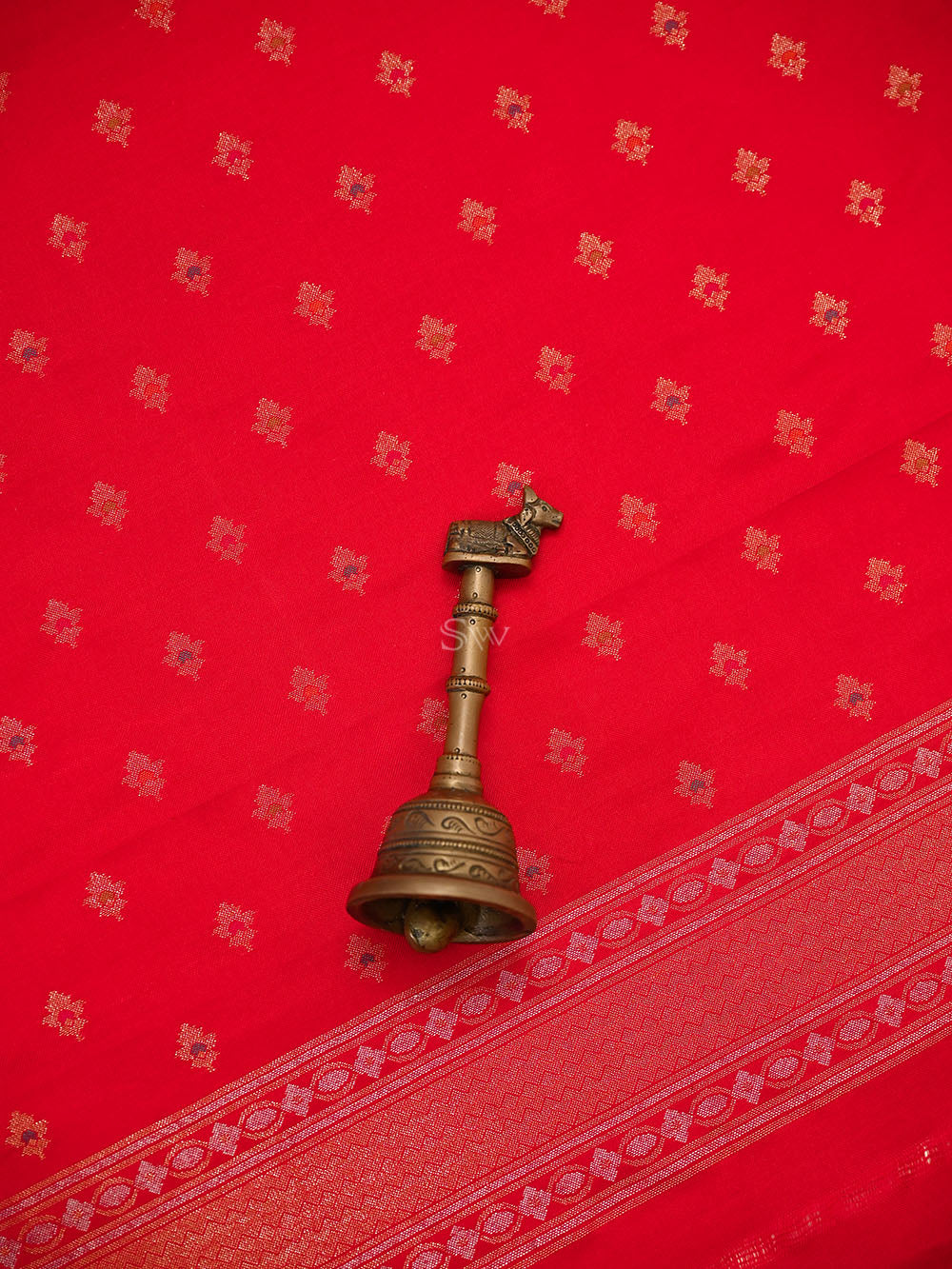 Red Meenakari Booti Katan Silk Handloom Banarasi Suit - Sacred Weaves