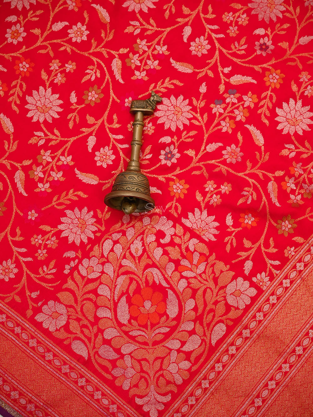 Red Meenakari Booti Katan Silk Handloom Banarasi Suit - Sacred Weaves