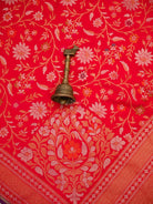 Red Meenakari Booti Katan Silk Handloom Banarasi Suit - Sacred Weaves
