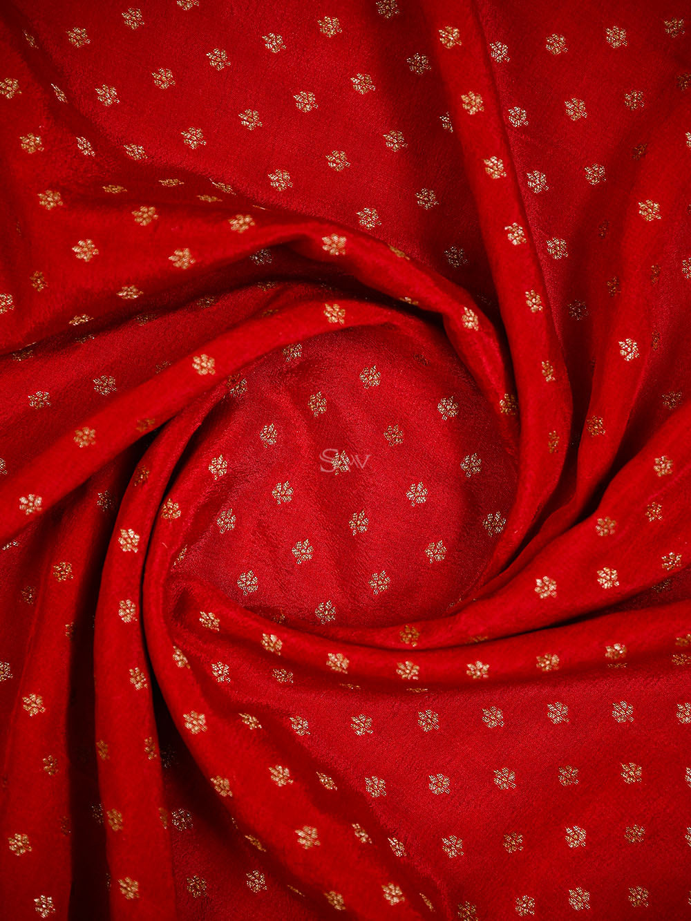 Red Zari Booti Crepe Silk Handloom Banarasi Saree - Sacred Weaves