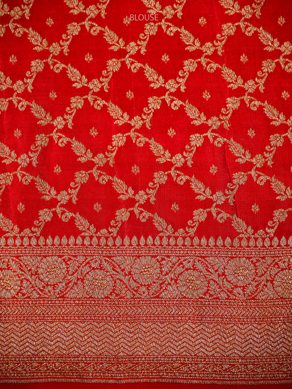 Red Zari Booti Crepe Silk Handloom Banarasi Saree - Sacred Weaves