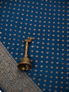 Midnight Blue Zari Booti Crepe Silk Handloom Banarasi Saree - Sacred Weaves