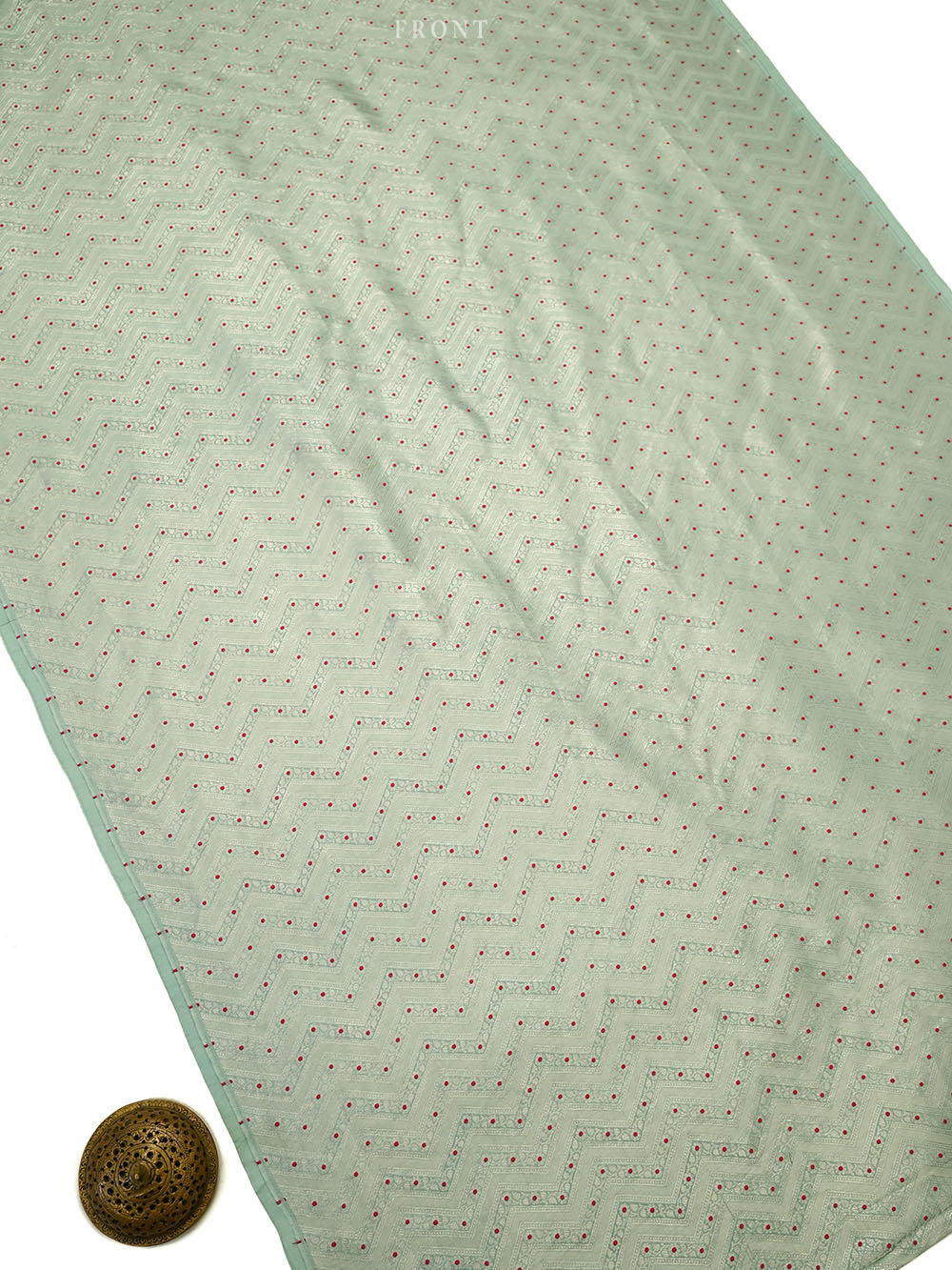 Sea Green Meenakari Booti Tissue Silk Handloom Banarasi Suit - Sacred Weaves