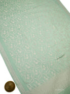 Sea Green Meenakari Booti Tissue Silk Handloom Banarasi Suit - Sacred Weaves