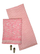 Pastel Pink Meenakari Booti Tissue Silk Handloom Banarasi Suit - Sacred Weaves