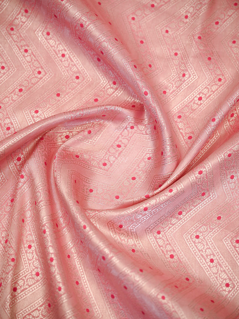 Pastel Pink Meenakari Booti Tissue Silk Handloom Banarasi Suit - Sacred Weaves