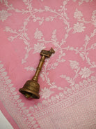 Pastel Pink Meenakari Booti Tissue Silk Handloom Banarasi Suit - Sacred Weaves