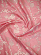 Pastel Pink Meenakari Booti Tissue Silk Handloom Banarasi Suit - Sacred Weaves