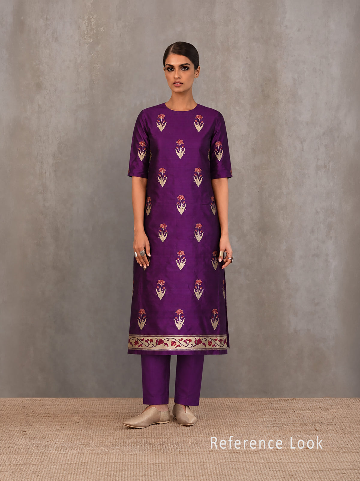 Purple Booti Katan Silk Handloom Banarasi Suit - Sacred Weaves