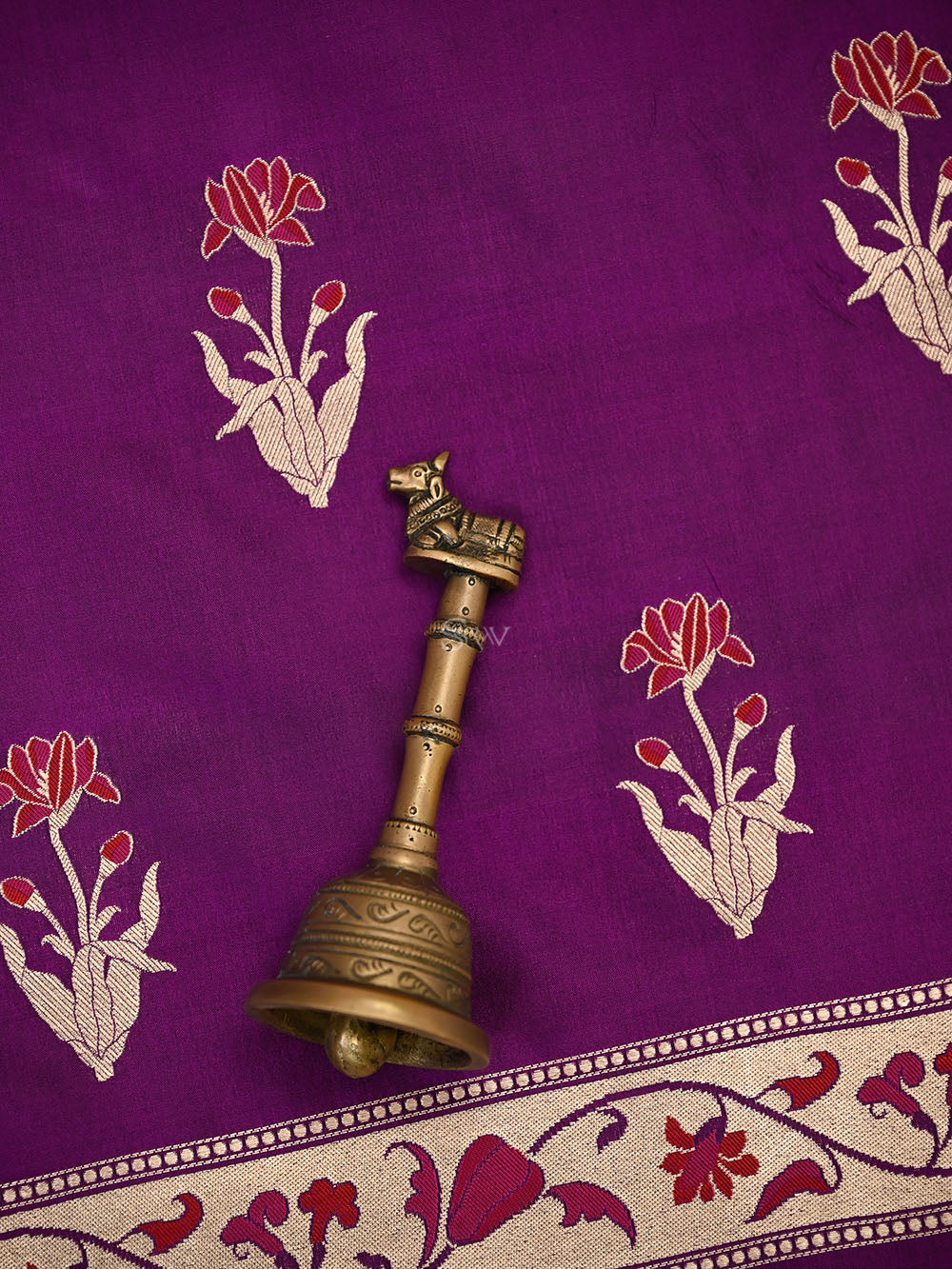 Purple Booti Katan Silk Handloom Banarasi Suit - Sacred Weaves