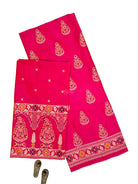 Pink Orange Meenakari Booti Katan Silk Handloom Banarasi Suit - Sacred Weaves