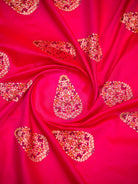 Pink Orange Meenakari Booti Katan Silk Handloom Banarasi Suit - Sacred Weaves