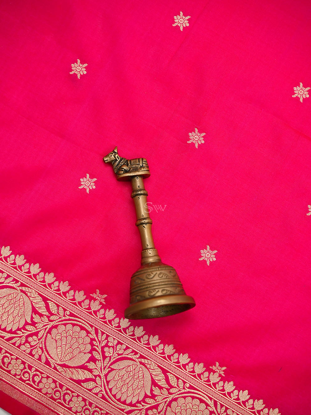 Pink Orange Meenakari Booti Katan Silk Handloom Banarasi Suit - Sacred Weaves