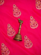 Pink Orange Meenakari Booti Katan Silk Handloom Banarasi Suit - Sacred Weaves