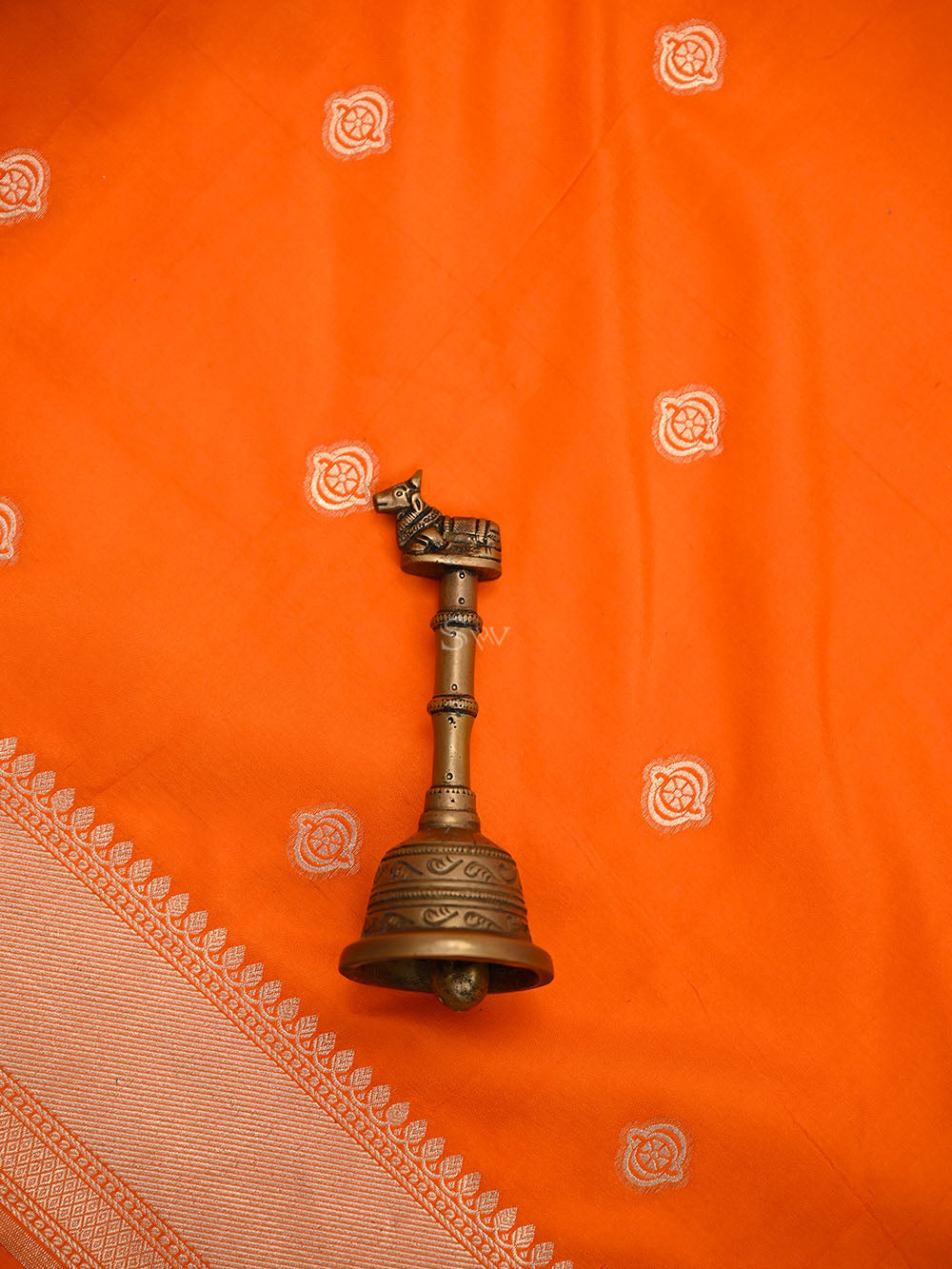 Orange Booti Katan Silk Handloom Banarasi Suit - Sacred Weaves