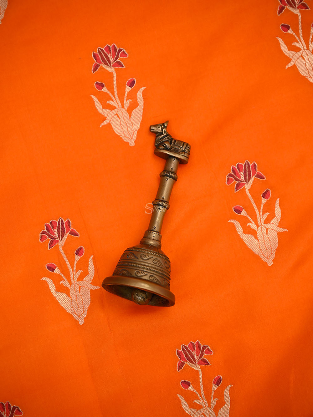 Orange Booti Katan Silk Handloom Banarasi Suit - Sacred Weaves