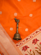 Orange Booti Katan Silk Handloom Banarasi Suit - Sacred Weaves