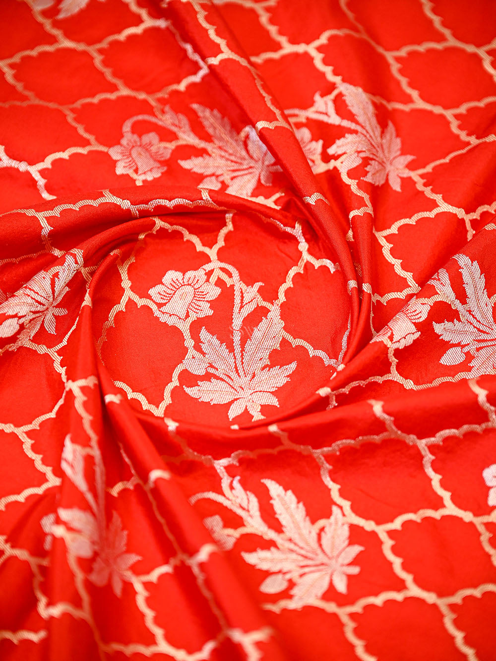 Red Sona Roopa Jaal Katan Silk Handloom Banarasi Suit - Sacred Weaves